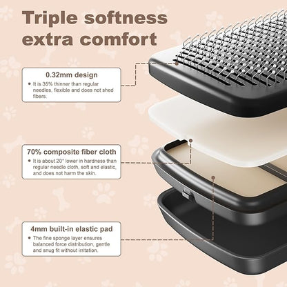 Self Cleaning Deshedding Cat Brush for Dogs & Cats,Adjustable Cat Brushes for Indoor Cats, Easy to Clean Grooming Tool for Long & Short Haired Pets