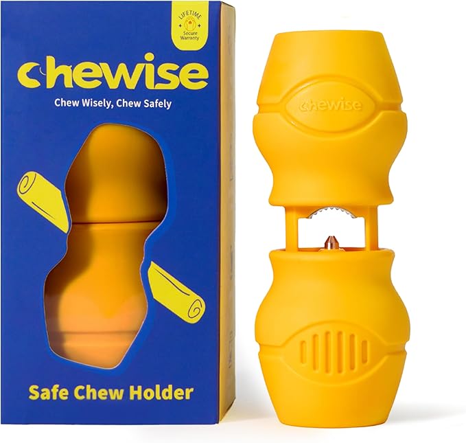 Chewise Bully Stick Holder, Improved Bully Sticks Holder, Ultimate Secure Heavy Duty, BPA-Free Safety Device to Prevent Choking, Fits Various Bully Sticks and Dog Sizes