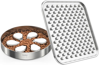 Stainless Steel Lick Mat + 3Cups Slow Feeder