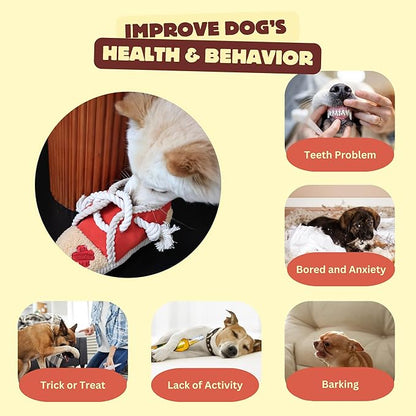 2 Pack No Stuffing Squeaky Dog Toys for Small, Medium and Large Dogs - Interactive Tug of War Puppy Chew Snuffle Toy, Dog Birthday for Dog Presents - Shoe