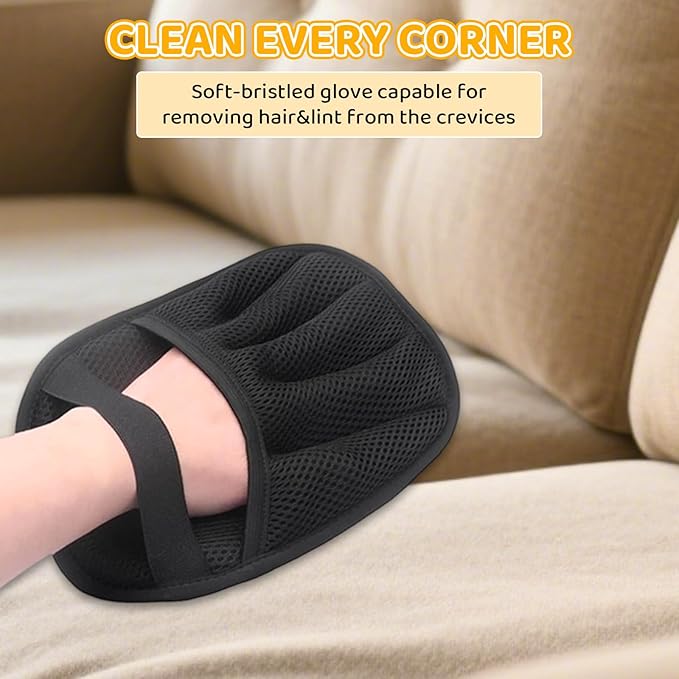 Pet Hair Removal Glove for Dogs & Cats, 2026 Newly Upgraded Five-Finger Electrostatic Pet Hair Gloves, Pet Hair Remover Tool for Clothing, Couch, Carpet, Car Seat（2 Pack Black）