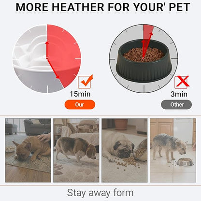 Petygooing Elevated Slow Feeder Ceramic Dog Bowls 8.26in, Slow Feeder Elevated Bowl for Small&Medium, Ceramic Slow Feeder Heavy Weighted Non-Toxic Non-Slip Puzzle Maze (White, 8.26in)