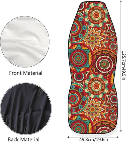 Dreaweet Boho Seat Covers for Cars Vintage Mandala Floral Pattern Car Front Seat Cover Washable Universal 2 Piece Bucket Seat Covers for Carseat Protection