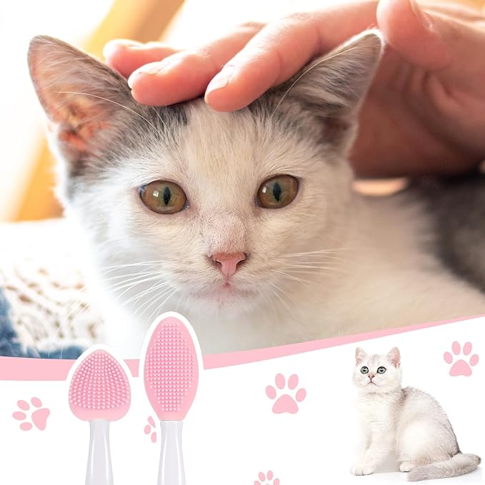4PCS Cat Chin Brush Set Cats Acne Chins Treatment, Black Seed Exfoliating Brushes, Dual Sided Soft Silicone Cat Grooming Scrubber Brush Cleaner for Cats Chin Acne and Blackhead Exfoliation