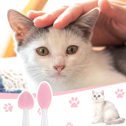 4PCS Cat Chin Brush Set Cats Acne Chins Treatment, Black Seed Exfoliating Brushes, Dual Sided Soft Silicone Cat Grooming Scrubber Brush Cleaner for Cats Chin Acne and Blackhead Exfoliation
