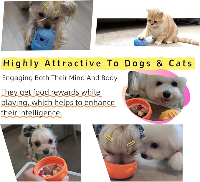 Cat Cognitive Treat Dispensing Dog Enrichment Toy Snuffle Ball,Multi-Functional Puzzle Design,Snuffle Mat & Interactive for Pet Mental Stimulation,Smart (Orange)