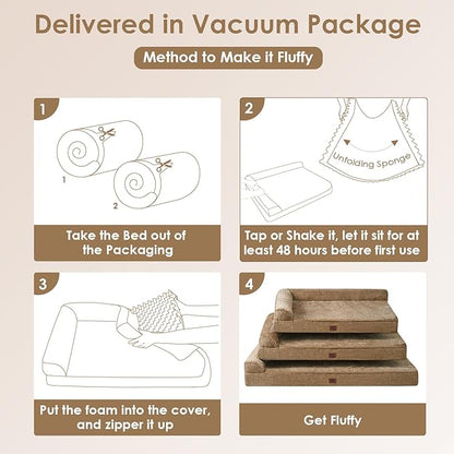 EHEYCIGA XL Dog Bed Memory Foam for Crate, Extra Large Dog Bed Orthopedic with Washable Removable Cover, Waterproof Pet Sofa Couch XLarge Size Dogs, 41x27x6.5, Camel