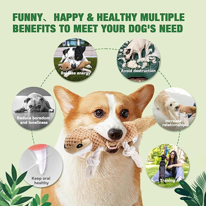 LEGEND SANDY Dog Squeaky Toys for Puppy, 5 Pack Small Dog Toys, Stuffed Animal Puppy Toys with Tug of War Ropes Value Bundle, Puppy Chew Toys for Teething with Squeakers Small Medium Breeds