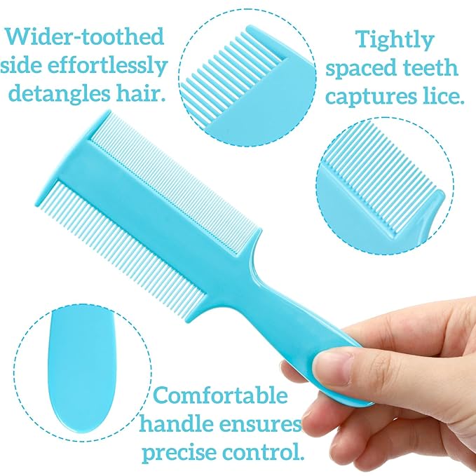 120 Pack Double Sided Fine Tooth Comb, 6 Color Plastic Pet Flea Tick Combs with Handle, Cat Dog Lice Treatment Comb, Hair Dandruff Removal Grooming Tool for Small Pet, Baby, Adult