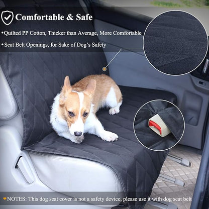 VIVAGLORY Dog Seat Covers + Front Dog Car Seat Cover, No-Skirt Design Anti-Slip Backing