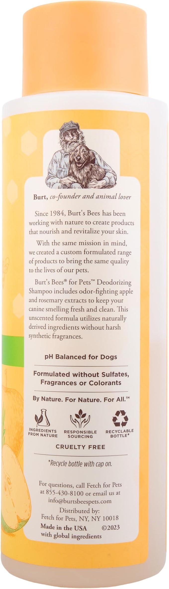 BURT'S BEES FOR PETS Naturally Derived Deodorizing Dog Shampoo with Apple & Rosemary - Dog Shampoo for Odors - Cruelty Free, Formulated Without Sulfates and Parabens, Made in USA, 16 Oz - 6 Pack