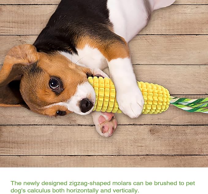 Dog Chew Toys, Dog Toys for Aggressive Chewers Small Medium Large Breed, Interactive Corn Toys Puppy Toothbrush, Tough Teething Toy for Small Medium Large Breed (Yellow)