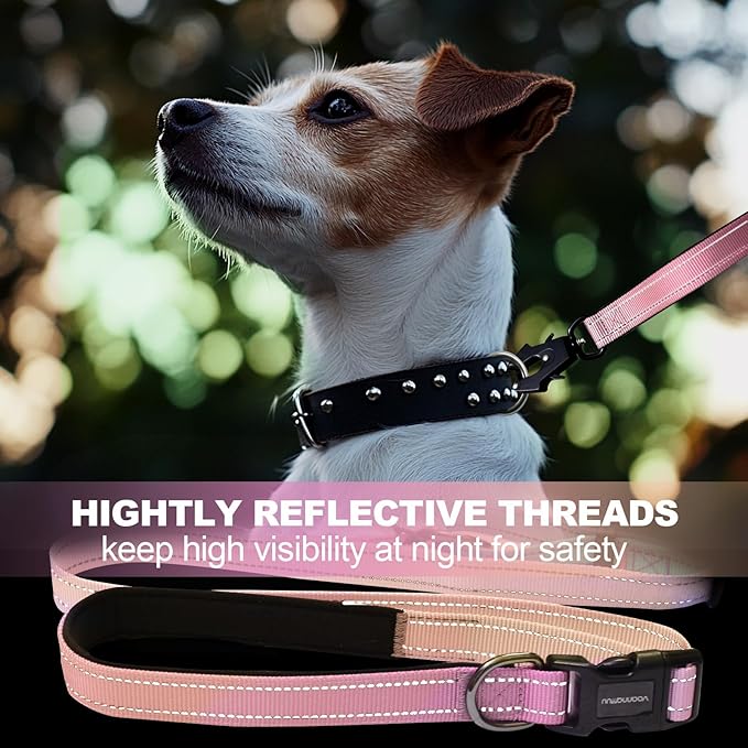 Heavy Duty Hands Free Dog Leash with Quick Release Carabiner and Adjustable No Pull Bungee Dog Running Waist Leash，for Walking and Training with Car Seat Belt 4-6FT (Pinkish Yellow)
