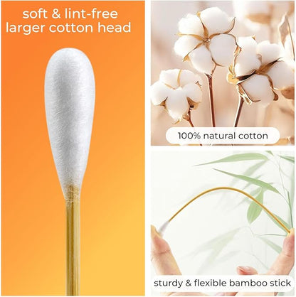 200PCS Large Cotton Swabs, Dog Cotton Swabs for Ears, 6" Long Dog Ear Swabs Large Size, Highly Absorbent Cotton Buds with Strong Bamboo Stick, Specially Designed for Dogs Cats Ear Cleaning, Pet Care
