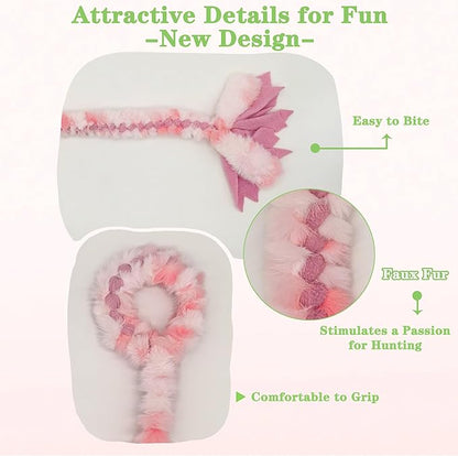 Baba&Nana Braided Fleece Dog Tug Toy (1PC), Assorted Colors Dog Rope Toy, Interactive Tug of War Dog Toy for Large & Medium & Agility Dogs - New and Old tug Rope Shipped Randomly! (Pink/Faux Fur)