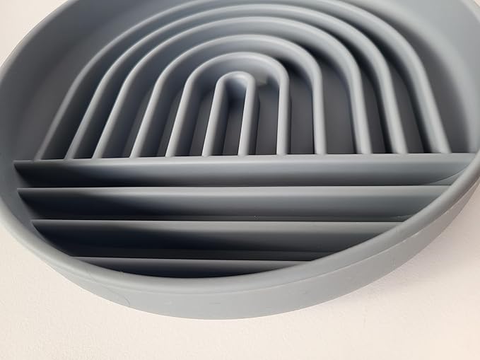 Modern Rainbow Pet Slow Feeder Bowl, Silicone Slow Feeder for Dogs & Puppies, Slow Eating, Modern Lick Mat Design, Reduces Gulping, Dishwasher Fit, for All Breed, Durable Mealtime Puzzle (Slate)