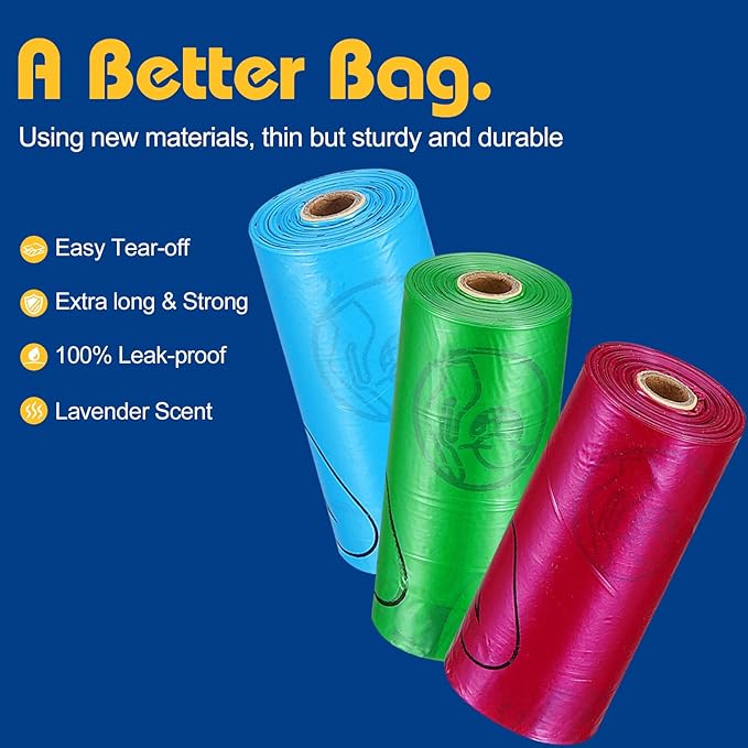 Dog Poop Bag With Holder, 450 Counts Scented Doggie Waste Bags With 1 Dispenser, Pet Poop Bags Rolls For Doggy