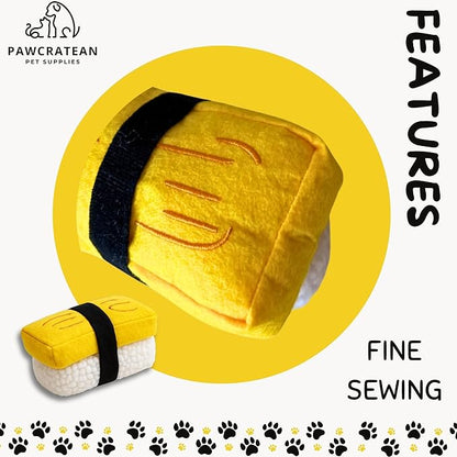 7" Squeaky Plush Toy for Puppies Small Dogs Self Etertainment Washable Soft Made [PET ONLY] (Egg Sushi)