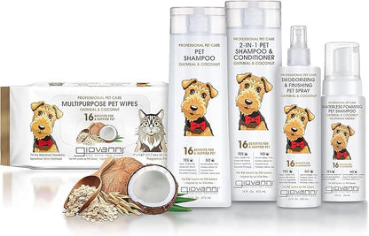 GIOVANNI Professional Pet Deodorizing & Finishing Pet Spray - Oatmeal & Coconut Helps Neutralizes Odors, Silkens, Freshens Fur - 10 oz (Pack of 2)