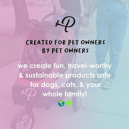 Petique Trailblazer Pet Jogger/Stroller, Bike Trailer, Shock Absorbing Bike Wheels, Large Entry Way, Peek-a-Boo Window, Small/Medium/Large Dogs, Cats and Pets, Supports up to 77LBS - Atlas (Blue)