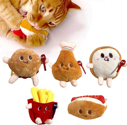 Cat Toys Hamburger, 5 Pack Catnip Toys Bread for Indoor Cats, Cute Durable Kitten Chew Toys, Interactive Cat Kicker Toys for All Breeds, Catmint Kitten Teething Toys