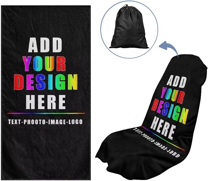 SEANATIVE Customization Car Seat Towel Cover with Storage Bag Seat Post Workout Sweat Washable Covers for Car Towel for Dog Pet Workout Outdoor Yoga Sport Activities