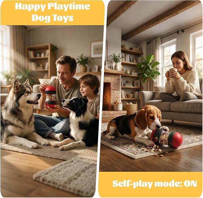Interactive Dog Puzzle Toy - Adjustable Treat Dispensing Food Dispenser Slow Feeder Bowls, Boredom Busters for Dogs to Keep Them Engaged and Busy for Small Medium Large Dogs