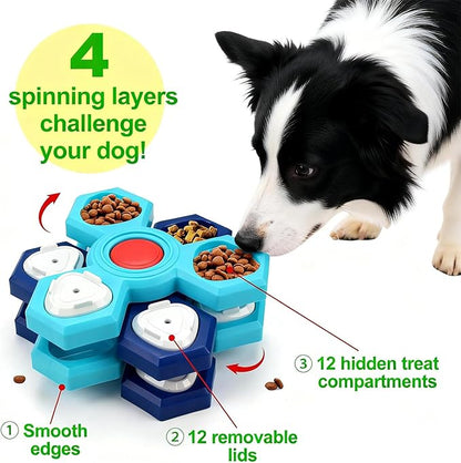 Dog Slow Feeder - Interactive Dog Food Puzzle Toy, Treat Maze Game for Dogs & Cats, Mental Stimulation & Boredom Relief, Adjustable Difficulty Pet Enrichment Toy (Four Layers)