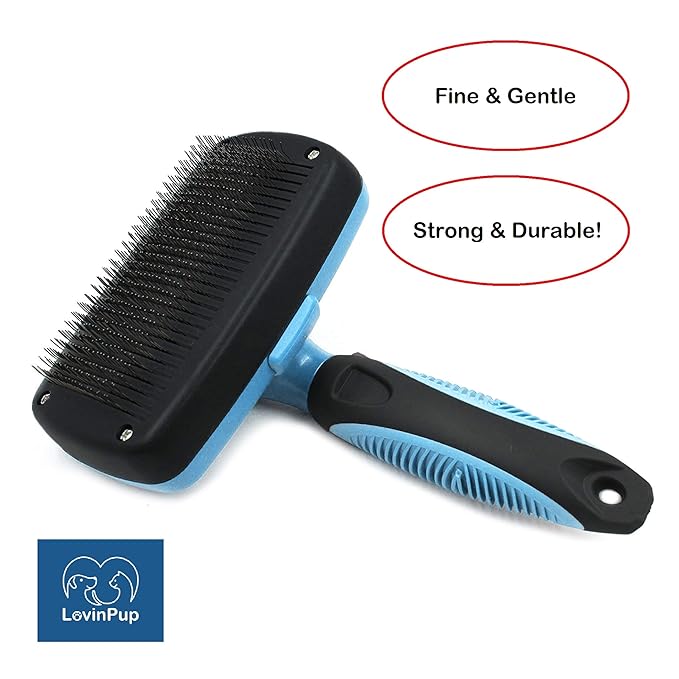 Pet Slicker Brush - Self Cleaning Brush for Dogs & Cats w/Retractable Bristles for All Hair Types - Massaging Pins Remove Tangles & Mats Painlessly - Durable Grooming Tool for Dogs & Cats
