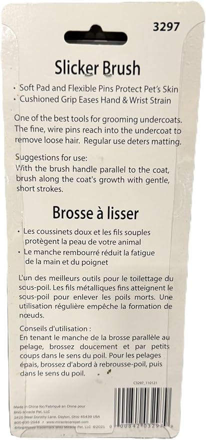 Miracle Care Slicker Brush for Cats, Pet Hair Brush for Shedding, Removes Loose Undercoat, Ergonomic Handle, Smaller Head for Cats