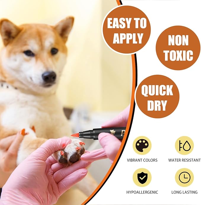 9 Colors Dog Nail Polish Pens Quick Dry, Dog Safe Nail Polish, Easy to Apply, Non Toxic, Paint for Paws, DIY Puppy Nails
