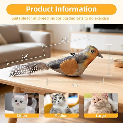 Tocirelo Interactive Cat Toys Bird - Realistic Cat Interactive Toys for Indoor Cats with Catnip and Feather, 3 Pack Hanging Chirping Bird Cat Toy, Bored Kitten Kicker Chase Exercise Door Frame Toy