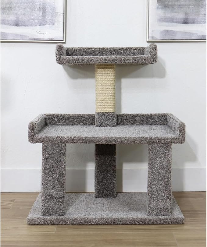 Maykoosh Southwestern Sanctuary Maine Coon Perch with Extra-Large Gray Cushioned Platform Heavy-Duty Sisal-Wrapped Support Posts and Reinforced Wooden Base Designed for Large Cats to Lounge Climb and