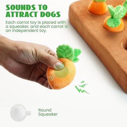 Nocciola Easter Carrot Dog Toys, 12PC Squeaky Carrots & Farm Snuffle Mat for Hide and Seek Snuffle Toys for Small and Medium Dogs, Easter Dog Toy