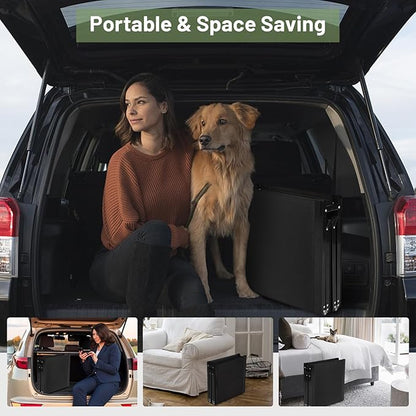 71”L*19.7”W Extra Wide & Long Dog Ramp for Car Truck SUV, Portable Folding Pet Ramps for Small Medium Large Dogs and Cats, Lightweight Aluminum Frame, Supports up to 155 Lbs