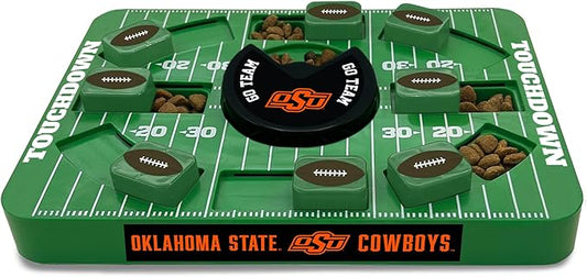 Pets First NCAA Oklahoma State Large Puzzle Toy, New Size, Interactive Dog Treat & Slow Feeding Toy