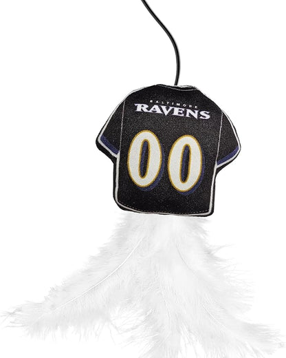 NFL Baltimore Ravens Team Jersey Wand with CAT NIP, Cat Toy Jersey Shaped Plush Teaser Toy for Cats & Kittens - Interactive Pet Toy for Play & Exercise