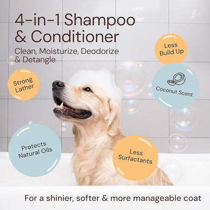 Sunny & Honey 4-in-1 Dog Shampoo & Conditioner - 16 fl oz, 8 fl oz Mist - Moisturizing Detangling Wash - Pet Shampoo - Long-Lasting Perfume Mist