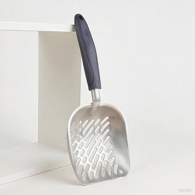 Navy Handle Giant Metal cat Litter Scoop Stainless Steel Oblique Hole Litter Box Scoop Size 13.58" Lx5.51 Wx1.97 H