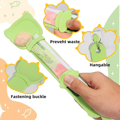 Cat Treat Spoon Squeeze, Sliding Kitten Strip Feeder Suitable for Puree and Delectables Bisque Lickable Wet Cat Treats, 3 Pcs Pet Food Dispenser for Puppies Small Pets