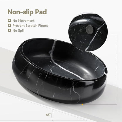 Natural Marble Dog Bowl, 5lbs Non Slip Dog Food Bowl, Non Spill Weighted Water Bowls for Large Dogs, Durable Big Dogs Dish, Puppy Pet Bowls, Easy to Clean, Holds 6.5 Cups(Spain Black)