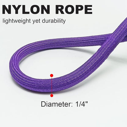 Small Dog Leash, 1/4" by 6/8/10 FT Lightweight Strong Nylon Rope Leash, Bright Classic Lead for Small Pets/Puppy/Cat (8ft, Purple)