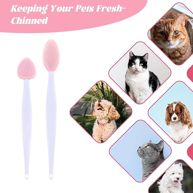 cobee 4Pcs Cat Acne Chin Treatment, Cat Acne Brush Set, Soft Silicone Cats Acnes Brush Set, Cats Acnes Chin Treatment Double Sided Blackhead Exfoliation