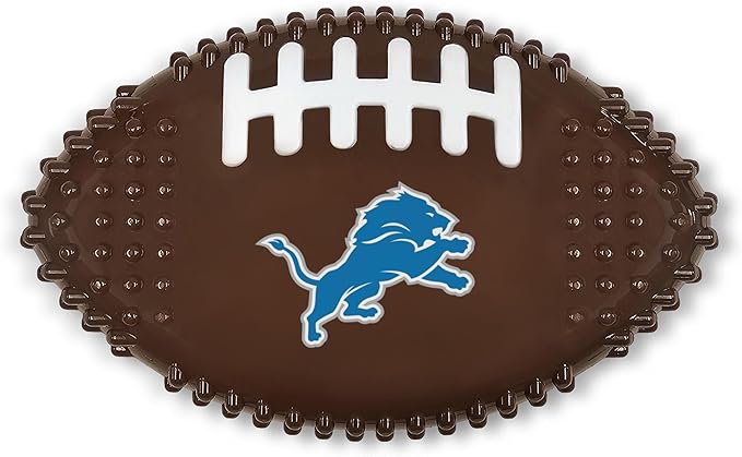 NFL Detroit Lions Mega- Chew Hard Nylon Bacon-Flavored Dog Bone Football Chew Toy Interactive Tasty Fun Dog Chewy Toys Indestructible Strong Durable Tough Pet Biting Playtoy for Aggressive Chewers