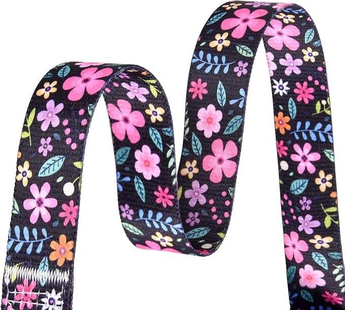 Dog Collar and Leash Set with Bohemia Floral Tribal Geometric Patterns - Soft Ethnic Style Collar Adjustable for Small Medium Large Dogs(Floral Set,L)