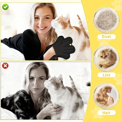 2PCS Pet Hair Removal Glove for Cats and Dogs,Upgrade Reusable Electrostatic Magic Brush Pet Hair Removal Grooming Gloves Tool for Furniture, Bed Sheets,Couch,Clothes,Carpet,Car Seat (2)