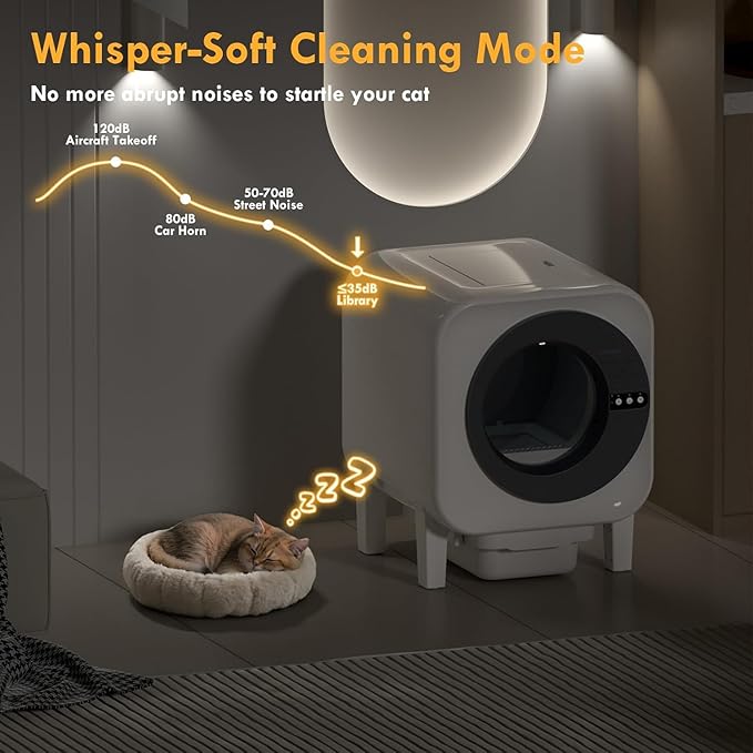 Automatic Cat Litter Box, Self Cleaning Litter Box with App Control, 75l Large Cat Litter Box for Multi-Cat Homes, Infrared & Weight Sensors, Odor Eliminator, Easy Cleaning, 20 Trash Bags, Black
