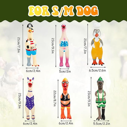 6 Pcs Rubber Chicken Squeaky Dog Toys Screaming Chicken Latex Soft Rubber Chew Molar Toys Interactive Pet Funny Squawkers Cute Dog Gifts for Small Medium Birthday (Cute Style)