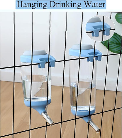 Dog Crate Water Bottle Dispenser - No Drip Dog Kennel Water Dispenser & Cage Bottle - Easy-to-Use Water Bottle for Cat Crate - Perfect for Keeping Your Pet Hydrated (Blue)-350ML