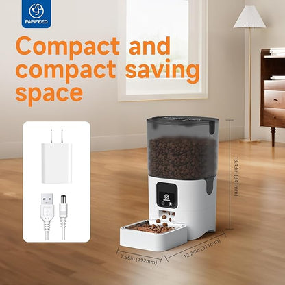 PAPIFEED 5G WiFi Automatic Cat Feeders Smart Automatic Cat Food Dispenser Slow Feeding Mode, Detachable for Easy Cleaning, Pet Feeder, 1-30 Meals Per Day for Multiple Pets (6L/25 Cup)